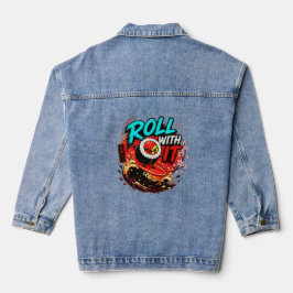 Chaqueta Vaquera Rodar con ello – Diseño divertido de sushi surfand