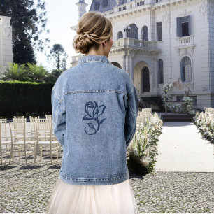 Chaqueta Vaquera Romántico Azul Regencia Gay Silueta Botánica