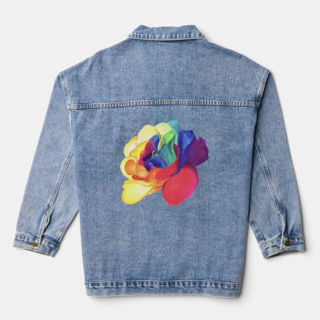 Chaqueta Vaquera Rosa arcoiris pintado por Boho (Reverso )