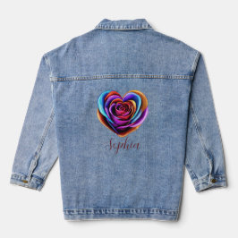 Chaqueta Vaquera Rosa con forma de corazón colorido-