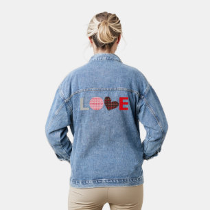 Chaqueta Vaquera rosa gris rosa mini corazón carta de amor