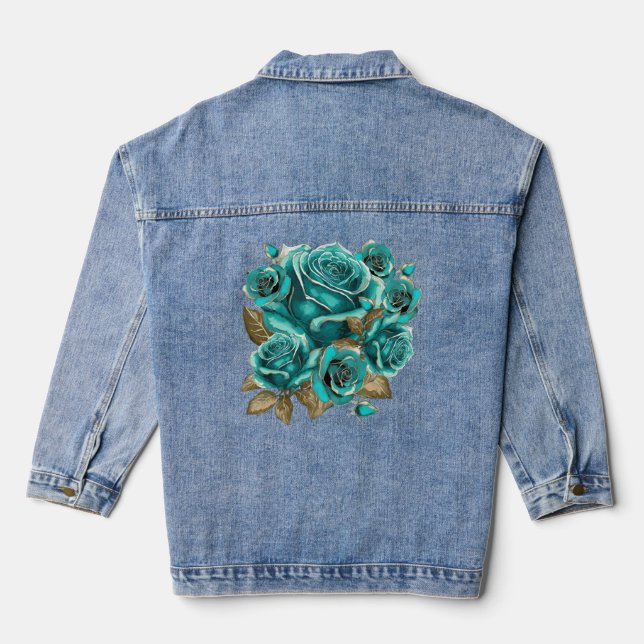 Chaqueta Vaquera Rosa Verde azulado de época Denim Jacket (Reverso )