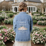 Chaqueta Vaquera Rosas del Boho Rosado Bouquet donado a Boda de hon<br><div class="desc">Esta chaqueta de denim está diseñada como un regalo de agradecimiento para la criada de honor de su boda. El diseño rústico de la moda boho incluye un conjunto de rosas acuáticos pintados a mano y flores en tonos de rosa polvoriento, rosa y coral, hojas de eucalipto y vegetación en...</div>