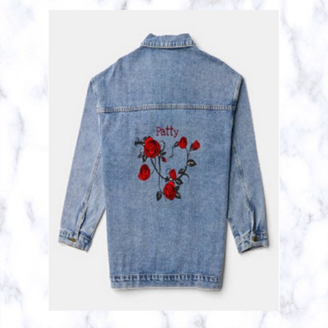 Chaqueta Vaquera Roses rojas románticas editables (Subido por el creador)