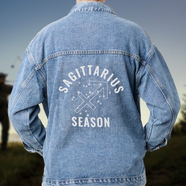 Chaqueta Vaquera Rótulo Zodiac Sagittarius Temporada Mujeres Denim  (Perfect jacket to  wear during Sagittarius Season)
