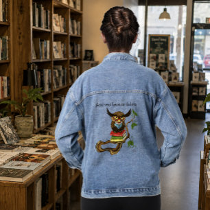 Chaqueta Vaquera Sabio Azul Lindo Marrón Leyendo Libros de Búho