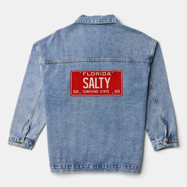 Chaqueta Vaquera Salty Life 1969 | Retro Red Florida License Plate (Reverso )