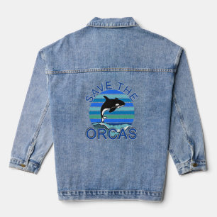 Chaqueta Vaquera Salven el bello arte de la ballena de las orcas