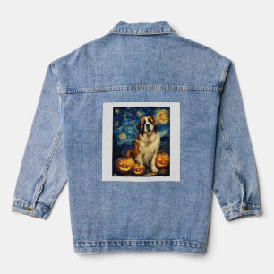 Chaqueta Vaquera San Bernardo Perro Lindo Halloween Jack O Linterna