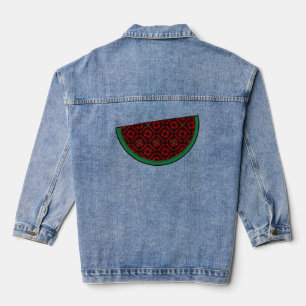Chaqueta Vaquera sandía palestina Tatuaje rojo bordado