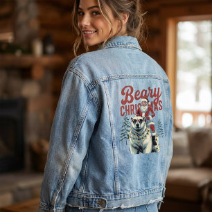 Chaqueta Vaquera Santa Divertido Montando Oso Polar Navidad Osita