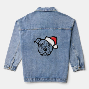 Chaqueta Vaquera Santa Paws: Perro AmStaff con Sombrero Festivo