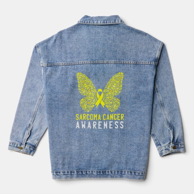 Chaqueta Vaquera Sarcoma de mariposa Cáncer Conciencia Cinta amaril (Reverso )