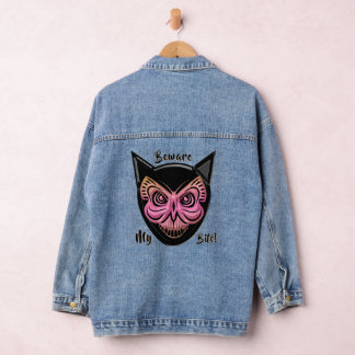 Chaqueta Vaquera Scary Butterfly Cat Skull Denim Jacket
