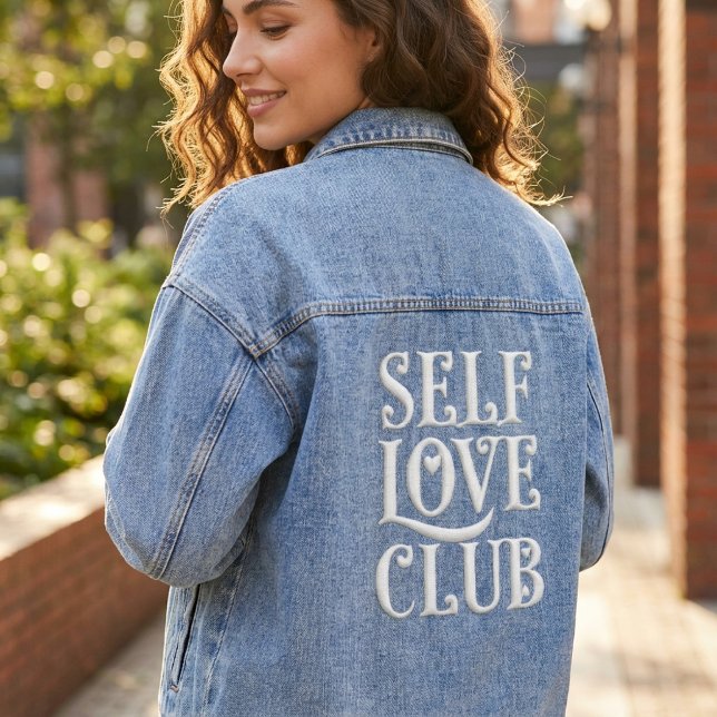 Chaqueta Vaquera Self Love Club - Retro Groovy Typography Aesthetic (Subido por el creador)