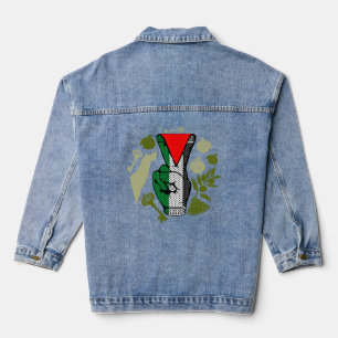 Chaqueta Vaquera Señal de victoria Mano Resistencia Símbolo Triángu