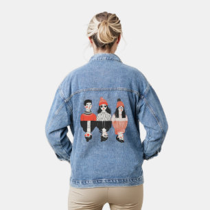 Chaqueta Vaquera Sencillo dibujo moderno de jóvenes geniales