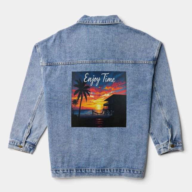 Chaqueta Vaquera Serenidad con el atardecer: Disfrute del tiempo en (Reverso )