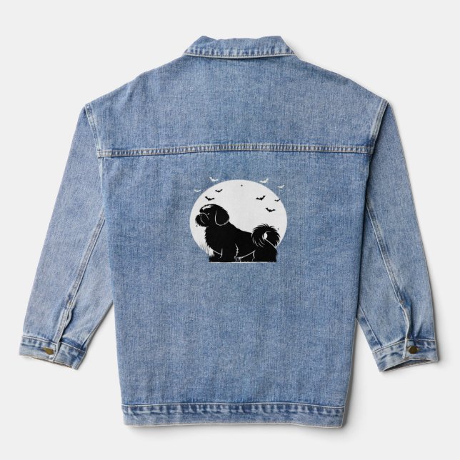 Chaqueta Vaquera Shih Tzu Dog - Halloween Moon Silhouette Classic T (Reverso )