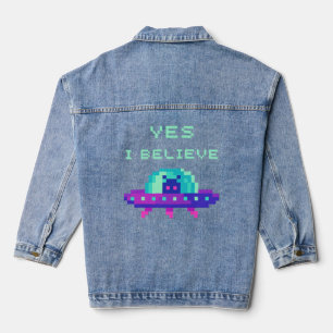 Chaqueta Vaquera Sí, creo que el arte de la nave espacial Pixel vol