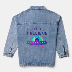 Chaqueta Vaquera Sí, creo que el arte de la nave espacial Pixel vol