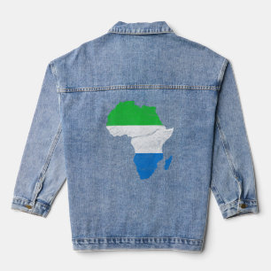 Chaqueta Vaquera Sierra Leona Bandera África Continente Silhouette 