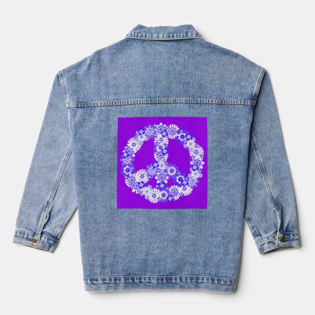 Chaqueta Vaquera Signo de paz en blanco y púrpura (Reverso )