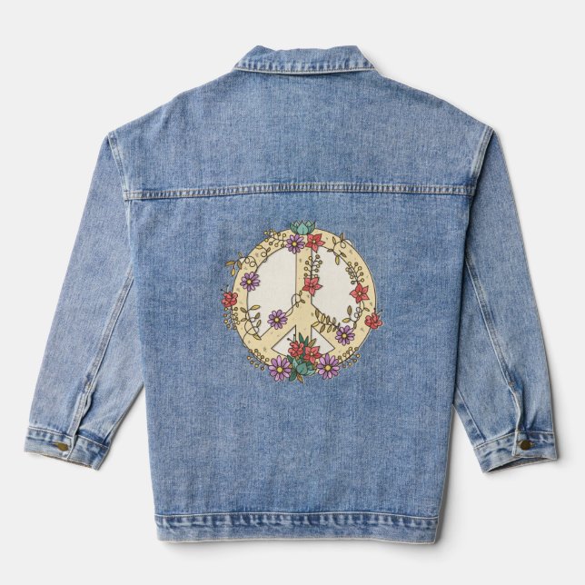 Chaqueta Vaquera Signo de paz floral (Reverso )