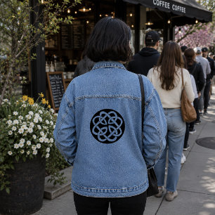 Chaqueta Vaquera Símbolo de círculo de nudo celta blanco y negro