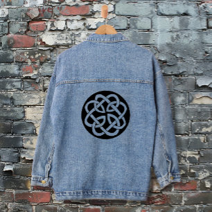 Chaqueta Vaquera Símbolo de círculo de nudo celta negro y blanco