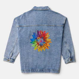 Chaqueta Vaquera Símbolo de signo de paz floral de girasol colorido