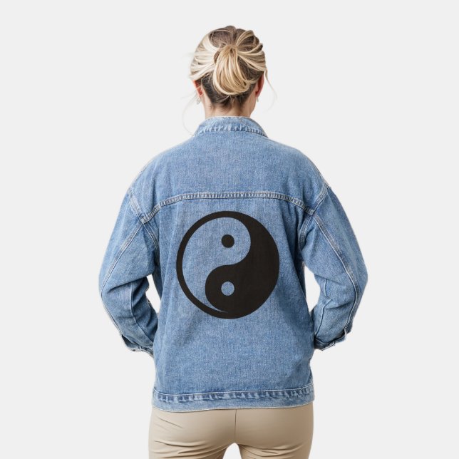 Chaqueta Vaquera Símbolo Yin Yang - diseño de tatuajes sólidos (Modelo)