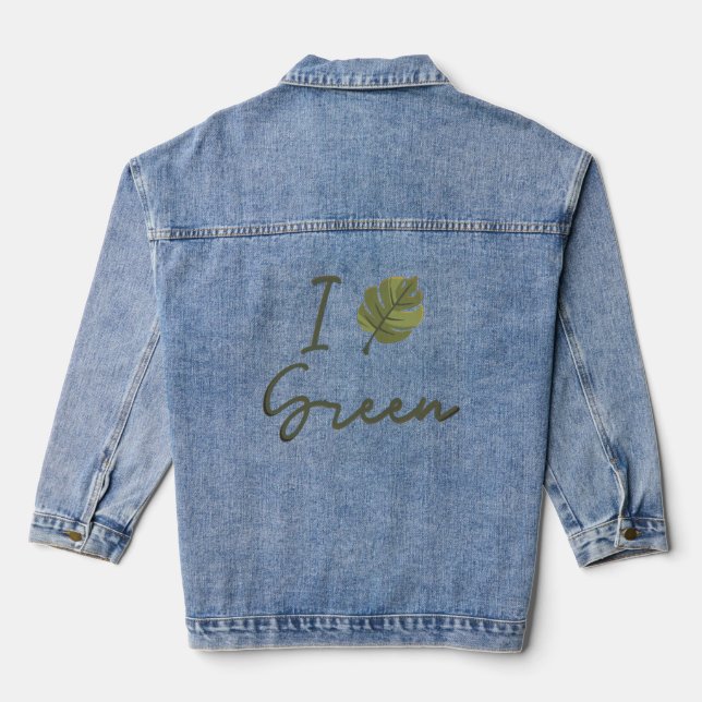 Chaqueta Vaquera Slogan I Love Green, in green with green leaf (Reverso )