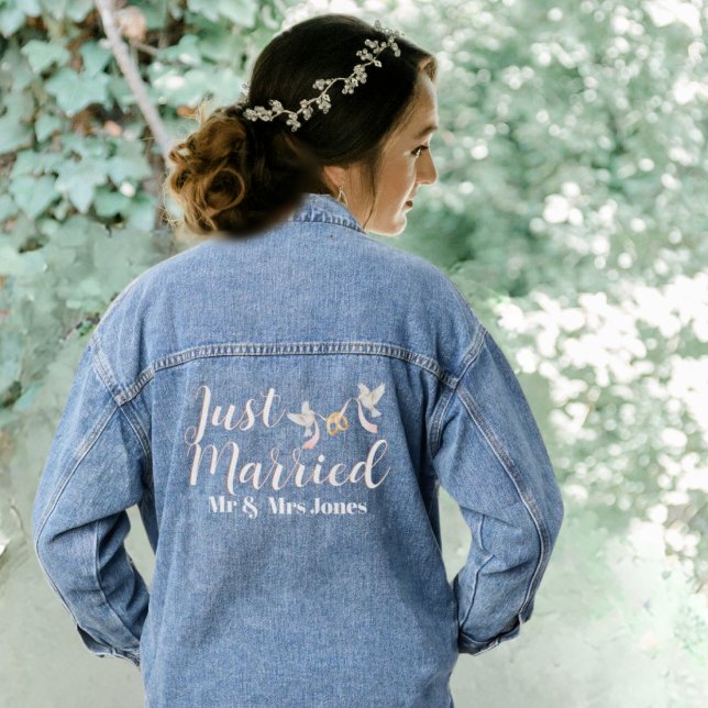 Chaqueta Vaquera Solo parejas casadas con Camisetas de luna de miel (Just Married  -  Matching couples wedding outfits)