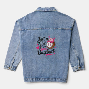 Chaqueta Vaquera Solo un Chica que ama el béisbol