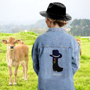 Chaqueta Vaquera Sombrero y botas elegantes de campo negro