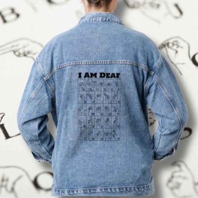 Chaqueta Vaquera Soy sordo ASL Idioma Rótulo americano Alpabet Blue (Subido por el creador)
