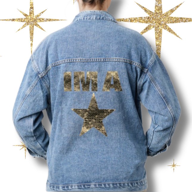 Chaqueta Vaquera Soy una estrella de las letras de oro azul (Subido por el creador)