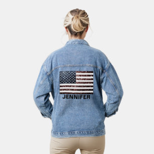 Chaqueta Vaquera Sparkly bandera de los Estados Unidos imitación ch