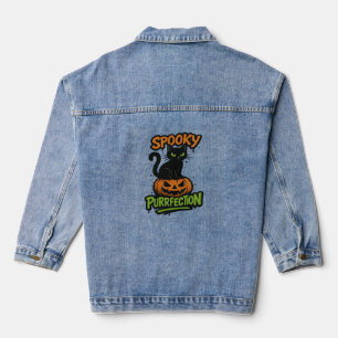 Chaqueta Vaquera Spooky Squad Retro Halloween Design (Texto negro) 