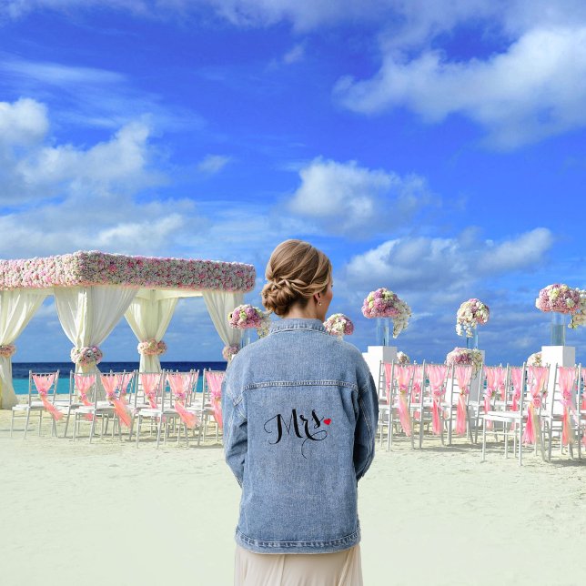 Chaqueta Vaquera Sra. Bride Para Ser Boda De Novias Recién Conposad (Mrs Bride To Be Newlywed Wife Wedding Bridal Heart Denim Jacket)