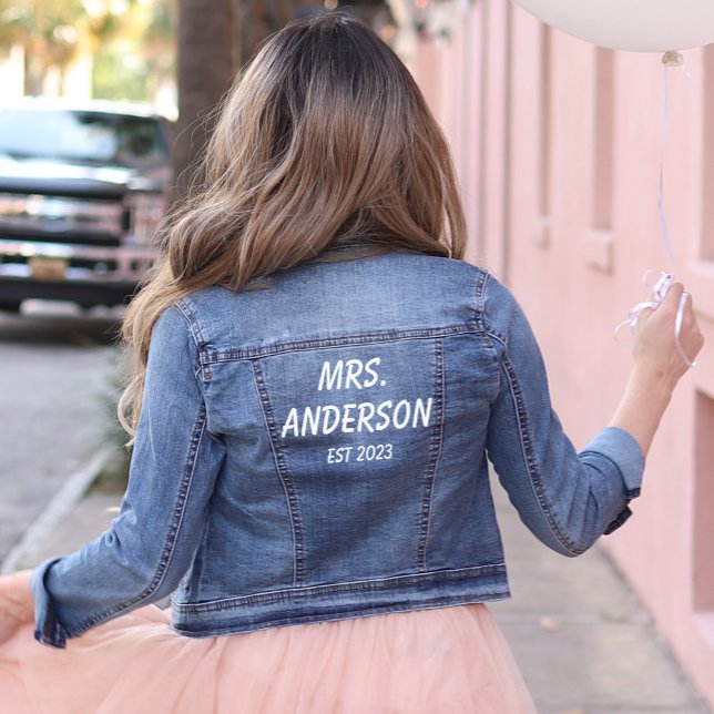 Chaqueta Vaquera Sra. Proud Esposa con fecha establecida (Proud bride or wife celebrating her marriage)
