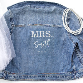 Chaqueta Vaquera Sra. Script Bridal Personalizado Jean Boda