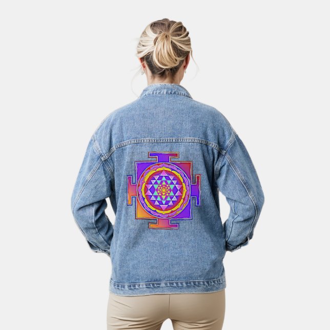 Chaqueta Vaquera Sri Yantra - Diseño de símbolo del hinduismo 1 (Modelo)