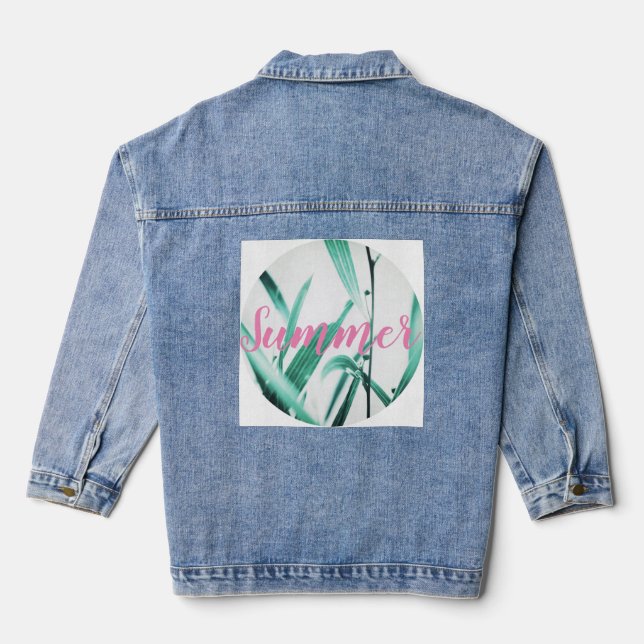 Chaqueta Vaquera Stylish Pale Green Plant Summer Vibes (Reverso )
