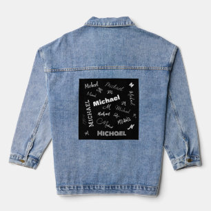Chaqueta Vaquera Su nombre y patrón de monograma personalizado negr