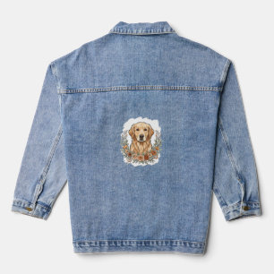Chaqueta Vaquera Sublimación de Retriever Dorado Floral