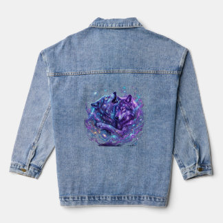 Chaqueta Vaquera Sudadera con capucha de lobo de galaxia mística –