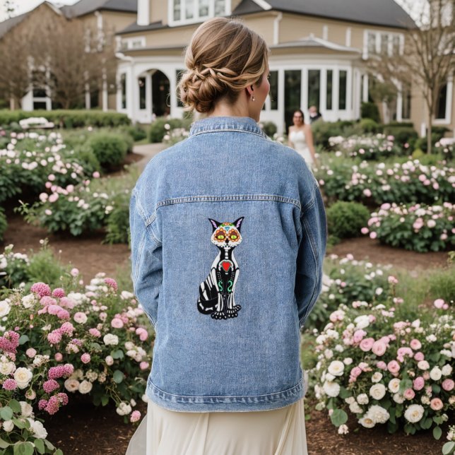 Chaqueta Vaquera Sugar Skull Cat (Reverso Boda)