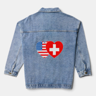 Chaqueta Vaquera Suiza EE.UU. Bandera doble corazón para suizo-esta